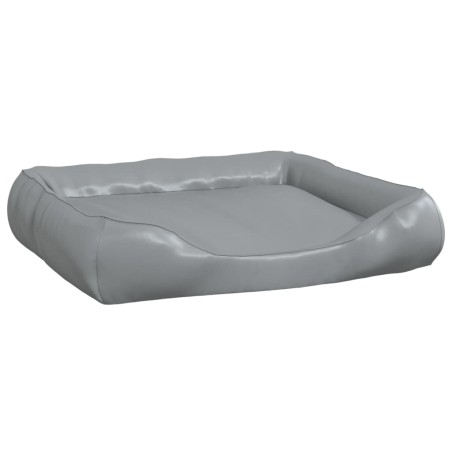 vidaXL Cama para perros de cuero sintético gris claro 80x68x23 cm