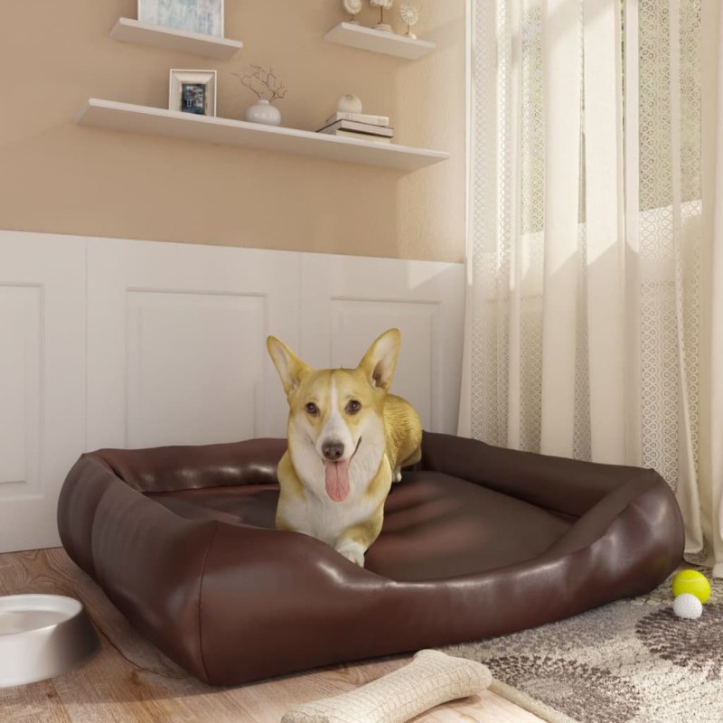 vidaXL Cama para perros de cuero sintético marrón 80x68x23 cm vidaXL Cama para perros de cuero sintético marrón 80x68x23 cm