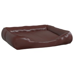 vidaXL Cama para perros de cuero sintético marrón 80x68x23 cm
