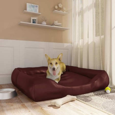 vidaXL Cama para perros de cuero sintético marrón 120x100x27 cm