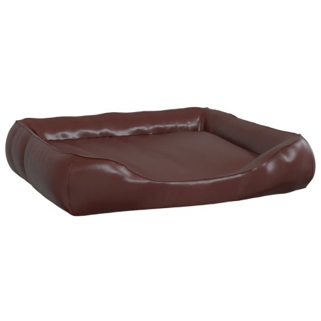 vidaXL Cama para perros de cuero sintético marrón 120x100x27 cm