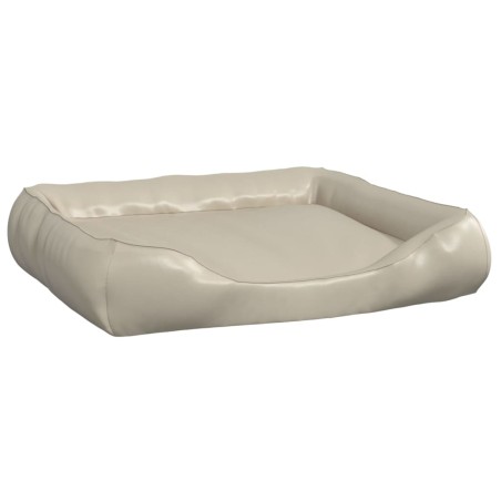 vidaXL Cama para perros de cuero sintético beige 80x68x23 cm