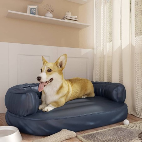 vidaXL Cama para perros de espuma cuero sintético azul oscuro 88x65 cm