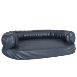 vidaXL Cama para perros de espuma cuero sintético azul oscuro 88x65 cm