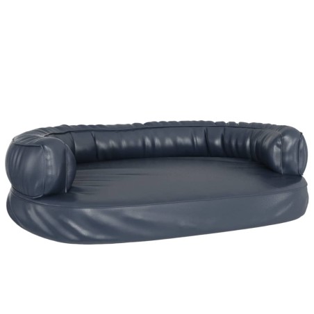 vidaXL Cama para perros de espuma cuero sintético azul oscuro 88x65 cm