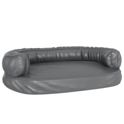 vidaXL Cama para perros de espuma cuero sintético gris 75x53 cm