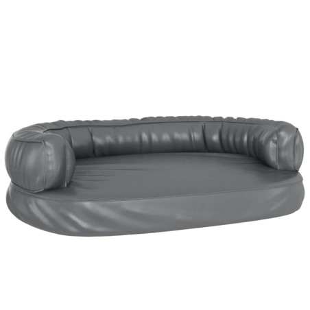 vidaXL Cama para perros de espuma cuero sintético gris 75x53 cm