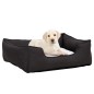 vidaXL Cama de perro felpa apariencia de lino gris oscuro y blanca vidaXL Cama de perro felpa apariencia de lino gris oscuro y blanca