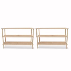 vidaXL Zapatero de 3 alturas 2 unidades madera maciza de abeto