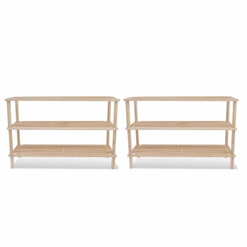 vidaXL Zapatero de 3 alturas 2 unidades madera maciza de abeto vidaXL Zapatero de 3 alturas 2 unidades madera maciza de abeto