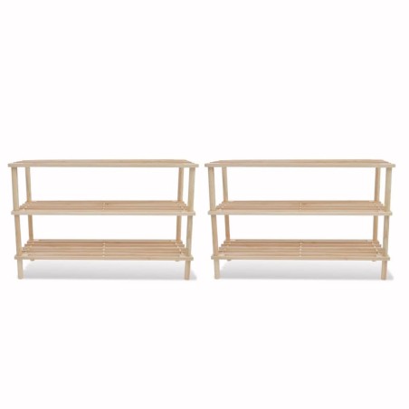 vidaXL Zapatero de 3 alturas 2 unidades madera maciza de abeto