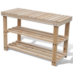 vidaXL Banco zapatero 2 en 1 madera maciza de abeto