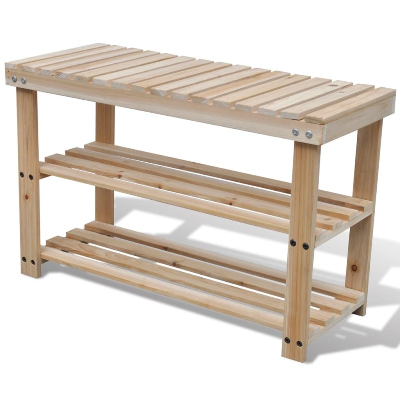 vidaXL Banco zapatero 2 en 1 madera maciza de abeto vidaXL Banco zapatero 2 en 1 madera maciza de abeto