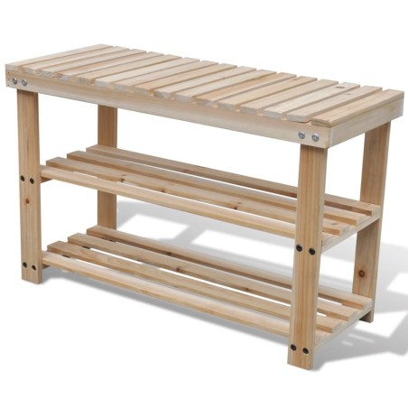 vidaXL Banco zapatero 2 en 1 madera maciza de abeto