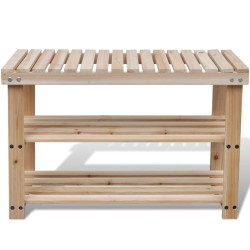 vidaXL Banco zapatero 2 en 1 madera maciza de abeto