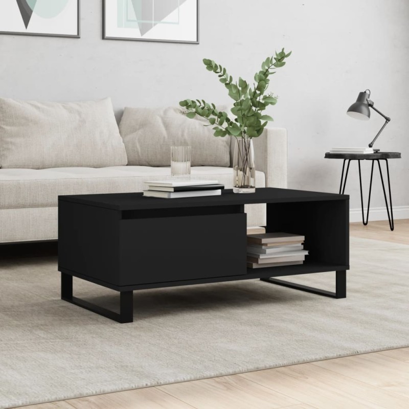 vidaXL Mesa de centro madera contrachapada negro 90x50x36,5 cm vidaXL Mesa de centro madera contrachapada negro 90x50x36,5 cm
