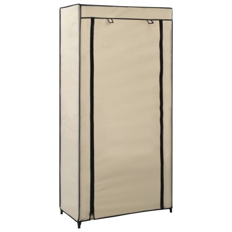 vidaXL Mueble zapatero con funda de tela color crema 58x28x106 cm
