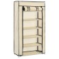 vidaXL Mueble zapatero con funda de tela color crema 58x28x106 cm vidaXL Mueble zapatero con funda de tela color crema 58x28x106 cm