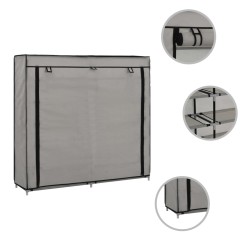 vidaXL Mueble zapatero con funda de tela gris 115x28x110 cm