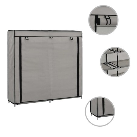 vidaXL Mueble zapatero con funda de tela gris 115x28x110 cm