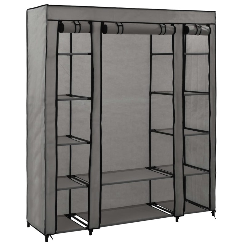 vidaXL Armario con compartimentos y varillas tela gris 150x45x176 cm vidaXL Armario con compartimentos y varillas tela gris 150x45x176 cm