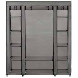 vidaXL Armario con compartimentos y varillas tela gris 150x45x176 cm