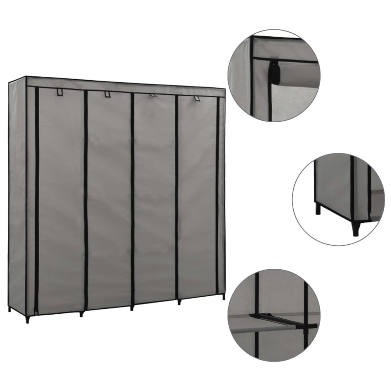 vidaXL Armario con 4 compartimentos gris 175x45x170 cm vidaXL Armario con 4 compartimentos gris 175x45x170 cm