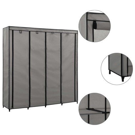 vidaXL Armario con 4 compartimentos gris 175x45x170 cm