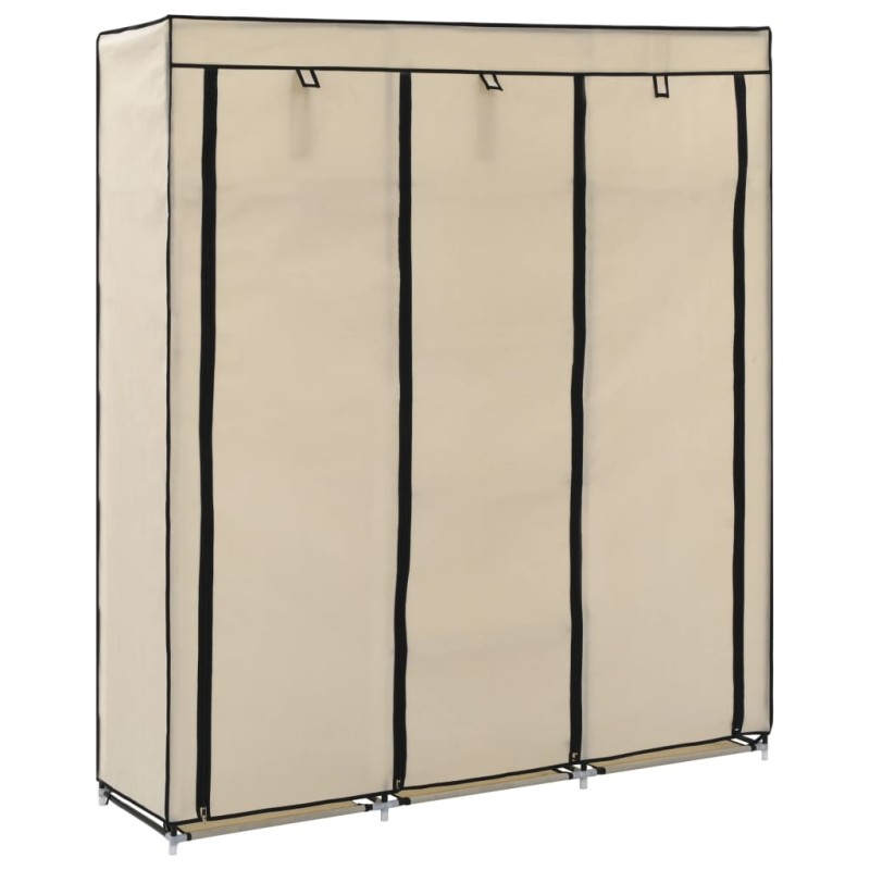 vidaXL Armario con compartimentos y varillas tela crema 150x45x175 cm vidaXL Armario con compartimentos y varillas tela crema 150x45x175 cm