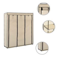vidaXL Armario con compartimentos y varillas tela crema 150x45x175 cm