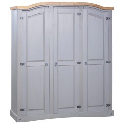 vidaXL Armario madera de pino Mexicano estilo Corona gris 3 puertas