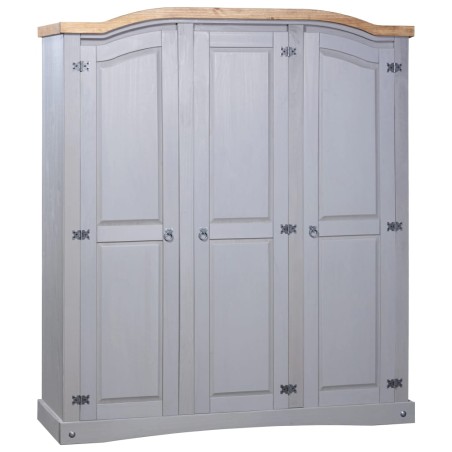 vidaXL Armario madera de pino Mexicano estilo Corona gris 3 puertas