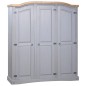 vidaXL Armario madera de pino Mexicano estilo Corona gris 3 puertas