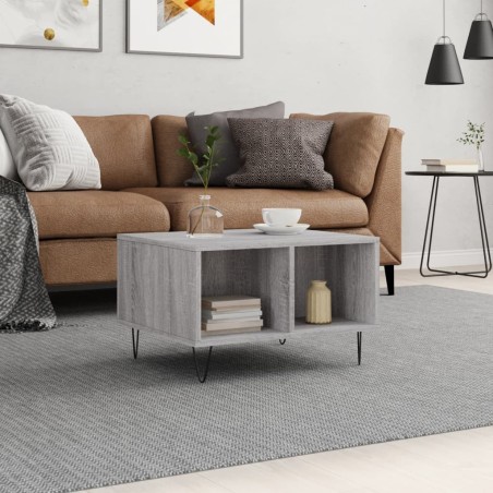 vidaXL Mesa de centro madera contrachapada gris Sonoma 60x50x36,5 cm