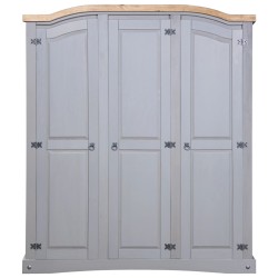 vidaXL Armario madera de pino Mexicano estilo Corona gris 3 puertas