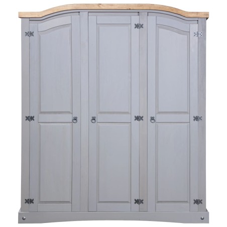 vidaXL Armario madera de pino Mexicano estilo Corona gris 3 puertas