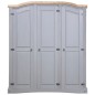 vidaXL Armario madera de pino Mexicano estilo Corona gris 3 puertas
