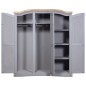 vidaXL Armario madera de pino Mexicano estilo Corona gris 3 puertas