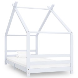 vidaXL Estructura de cama infantil madera maciza pino blanco 90x200 cm