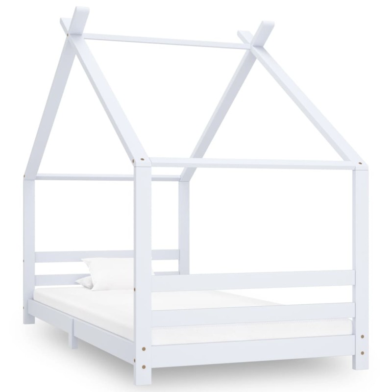 vidaXL Estructura de cama infantil madera maciza pino blanco 90x200 cm vidaXL Estructura de cama infantil madera maciza pino blanco 90x200 cm