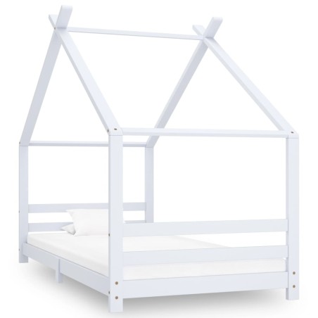 vidaXL Estructura de cama infantil madera maciza pino blanco 90x200 cm