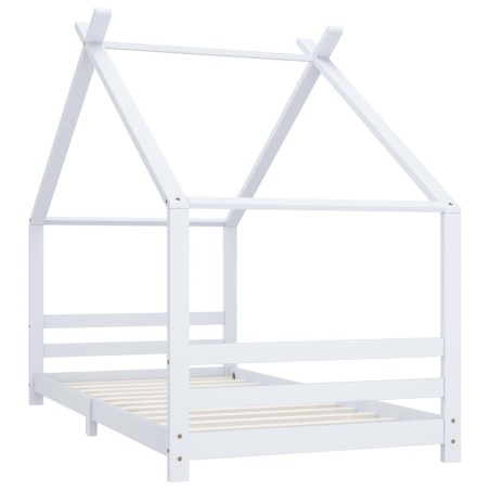 vidaXL Estructura de cama infantil madera maciza pino blanco 90x200 cm