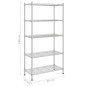 vidaXL Estante de almacenamiento 5 niveles cromado 90x35x180 cm 250 kg vidaXL Estante de almacenamiento 5 niveles cromado 90x35x180 cm 250 kg