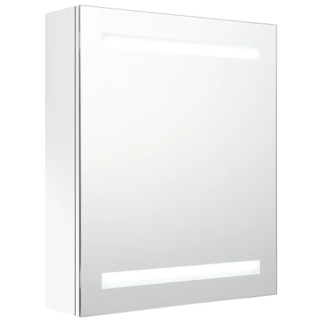 vidaXL Armario de baño con espejo LED blanco brillante 50x14x60 cm