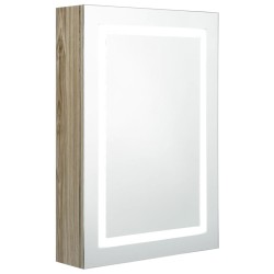 vidaXL Armario de baño con espejo y LED color roble 50x13x70 cm