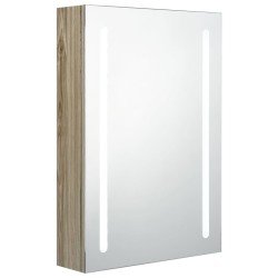 vidaXL Armario de baño con espejo y LED color roble 50x13x70 cm
