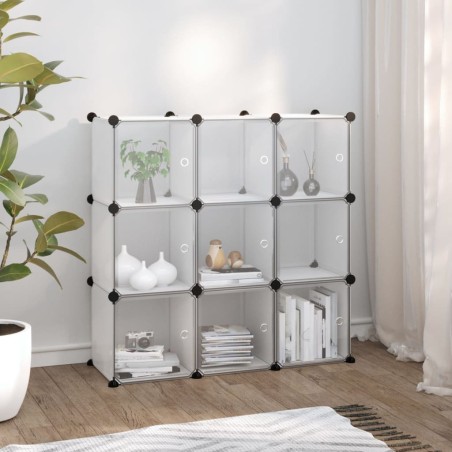 vidaXL Estantería de cubos 9 compartimentos y puertas PP transparente