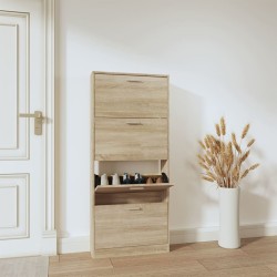 vidaXL Mueble zapatero madera contrachapada color roble 59x17x150 cm
