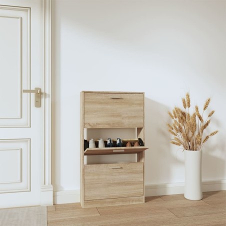 vidaXL Mueble zapatero madera contrachapada color roble 59x17x108 cm