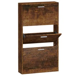vidaXL Mueble zapatero madera contrachapada roble ahumado 59x17x108 cm